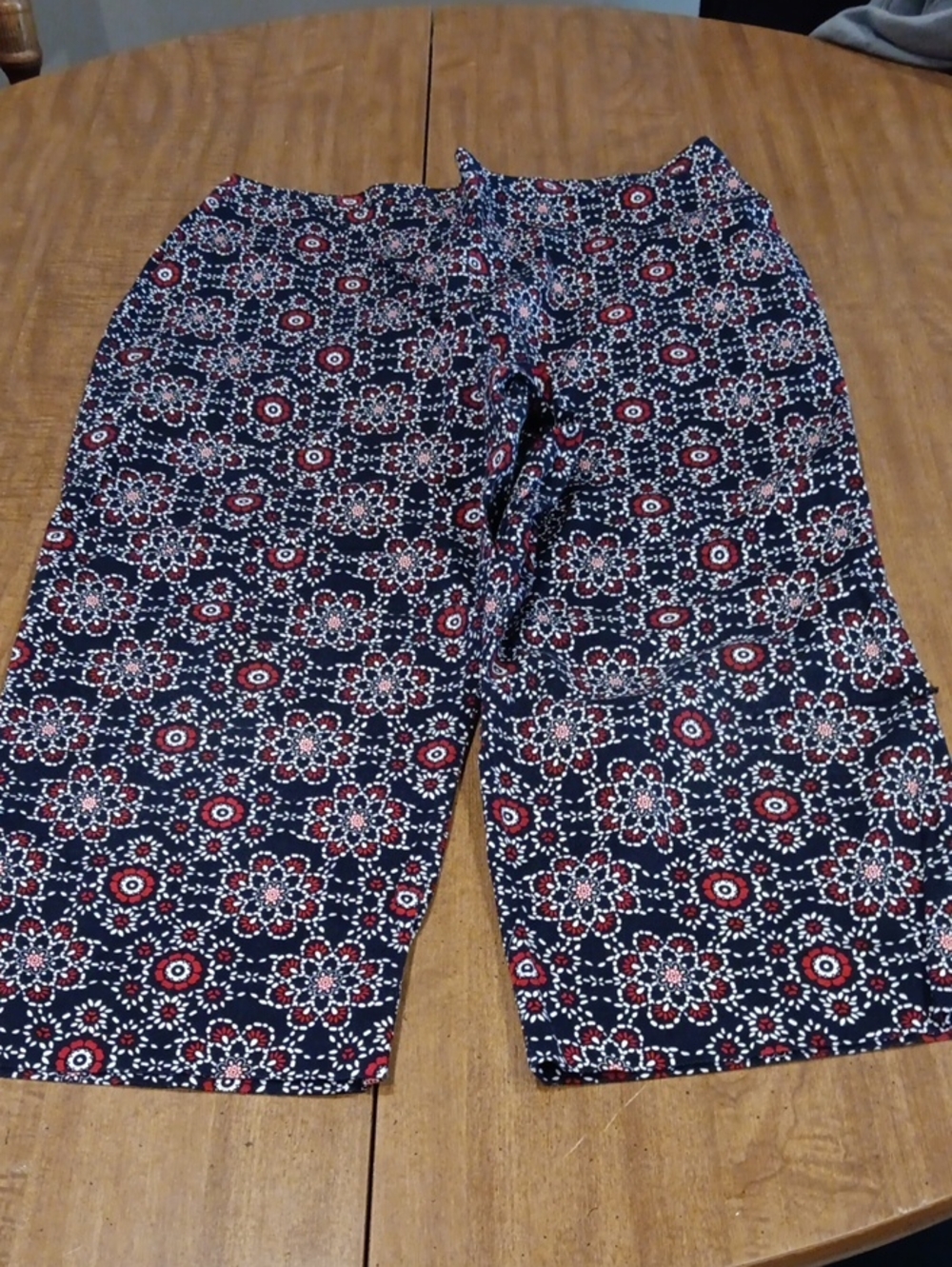 Womens Navy Patterned Casual Capris - Affred Dunner